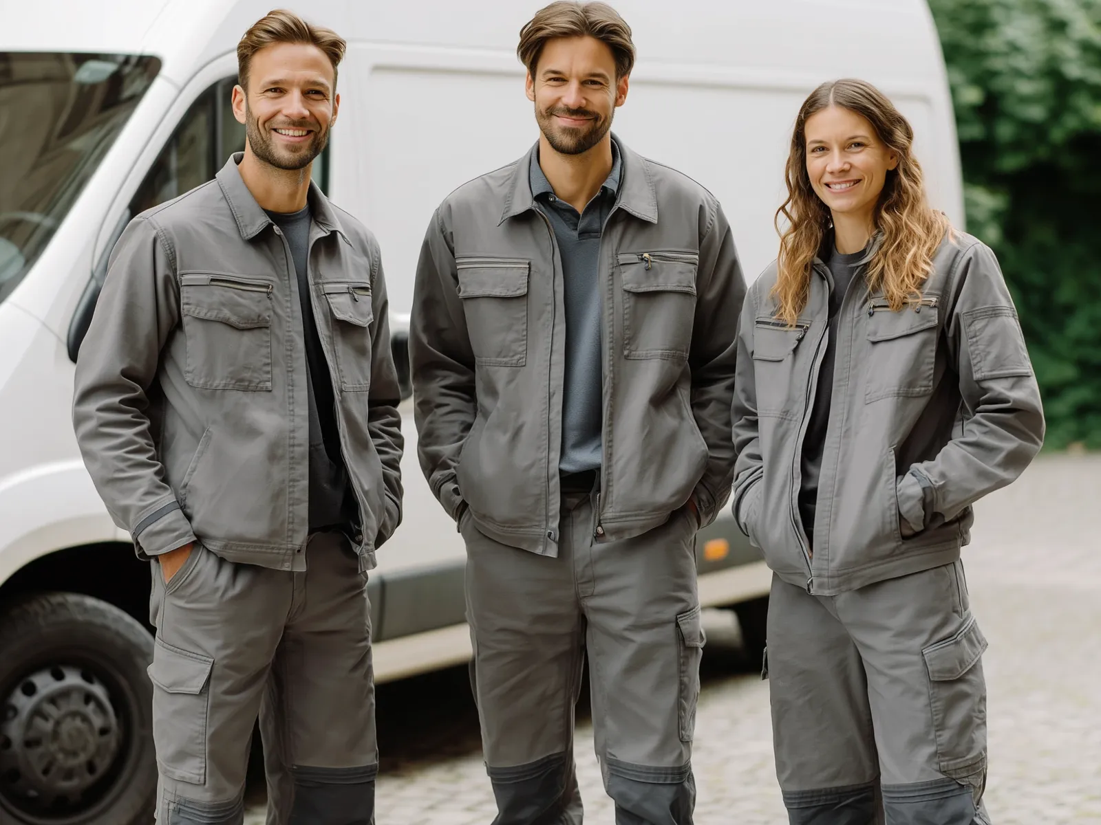 Das UmzugsBuddy Team vor dem Transporter